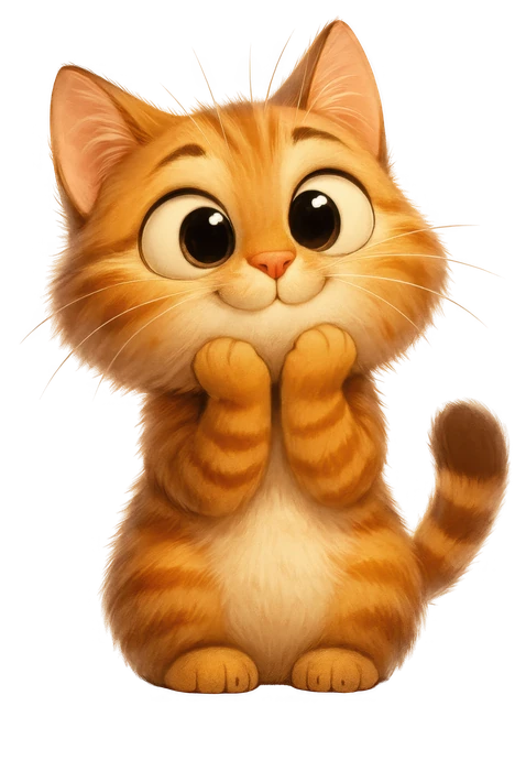 Ilustrasi anak kucing oranye mengangkat kedua kakinya